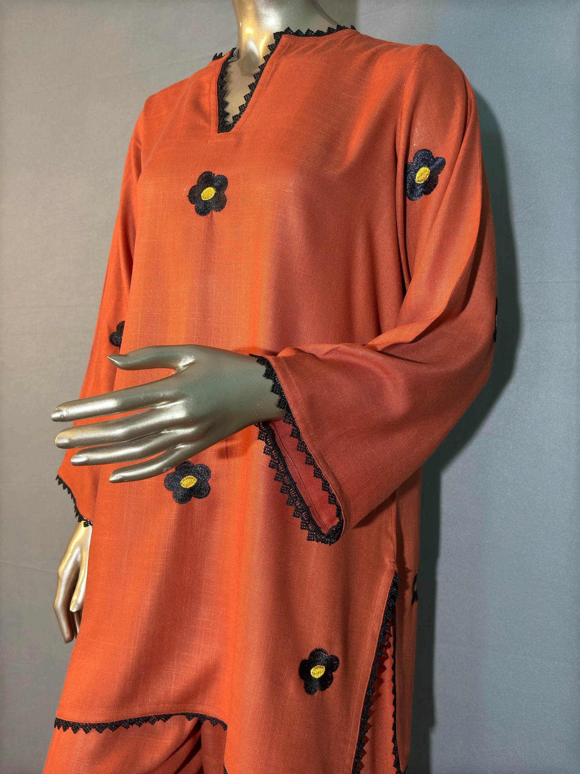 Rust Orange- Stylish & Trendy Embroidered Co-ord sets | Luxury wear | Airport Look kihums clothing