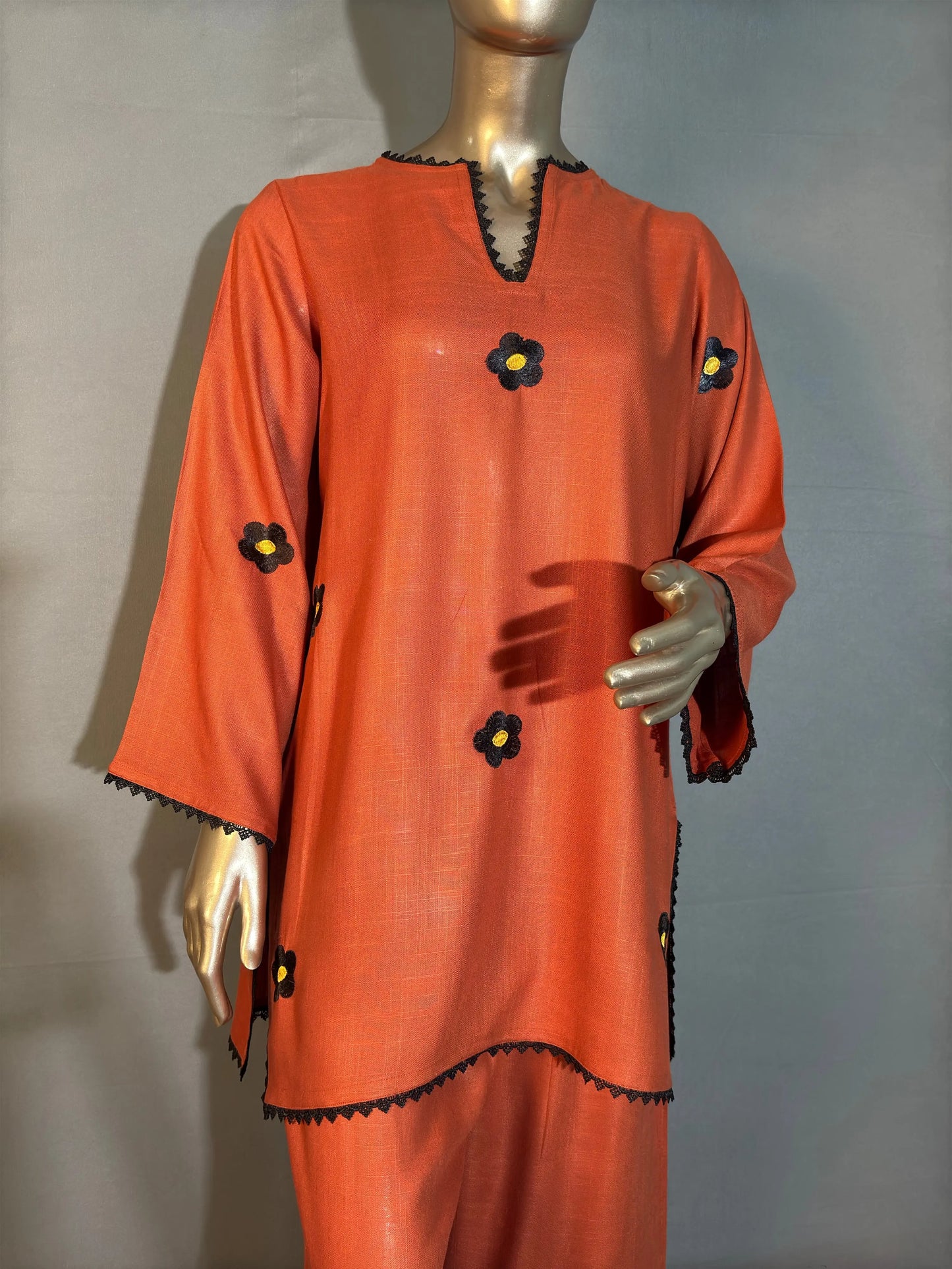 Rust Orange- Stylish & Trendy Embroidered Co-ord sets | Luxury wear | Airport Look kihums clothing