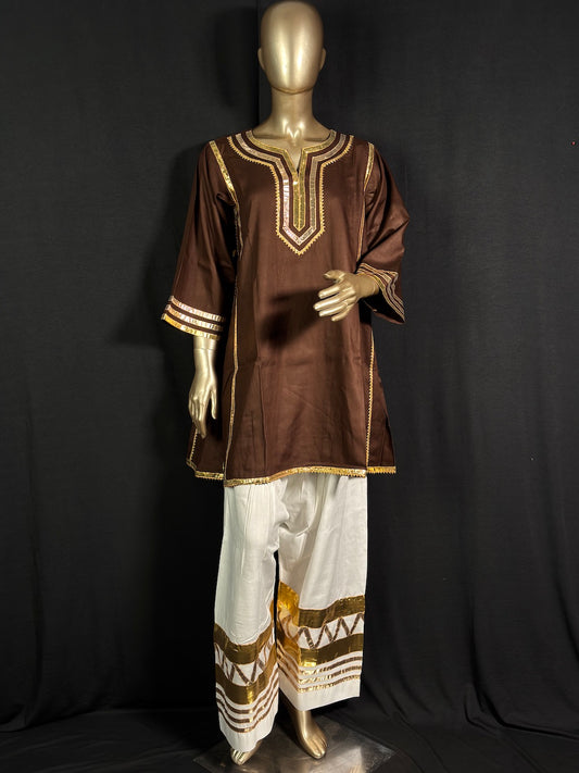 SUNEHRI Brown Gota Kurta Set