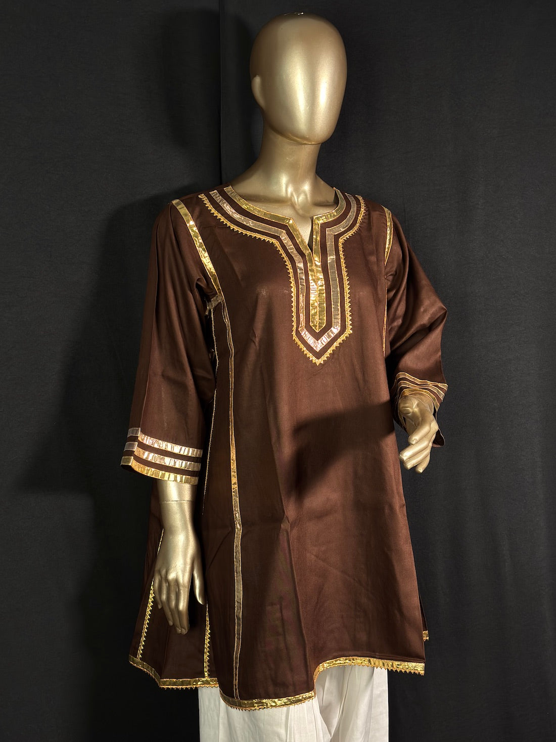 SUNEHRI Brown Gota Kurta Set