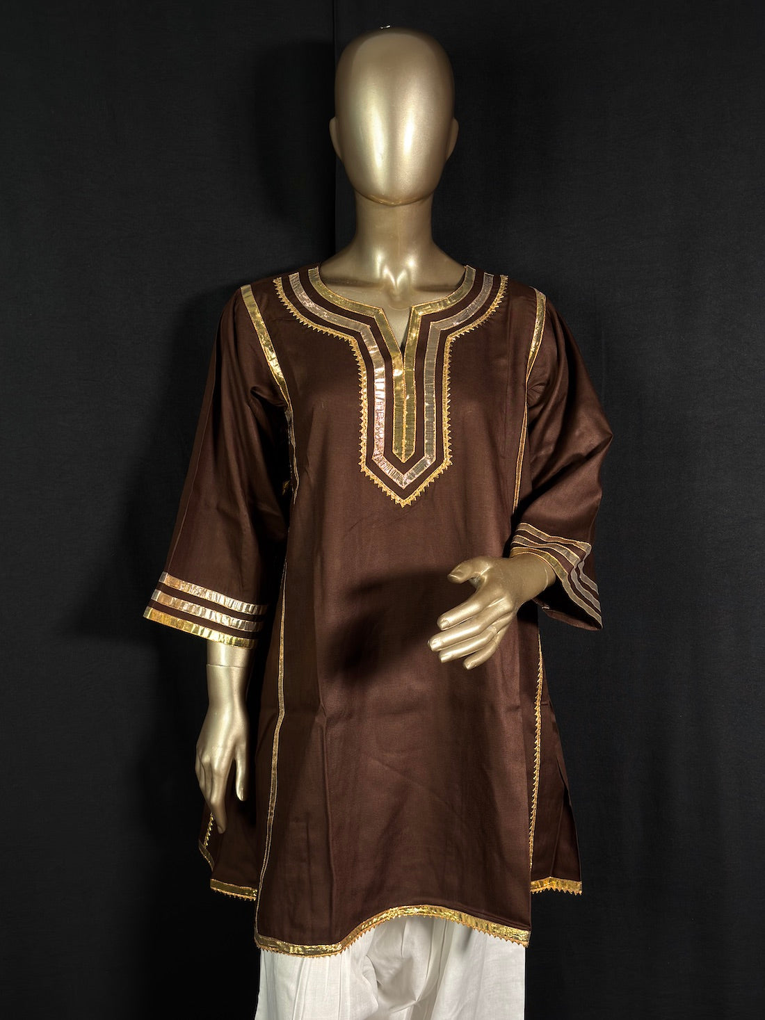 SUNEHRI Brown Gota Kurta Set