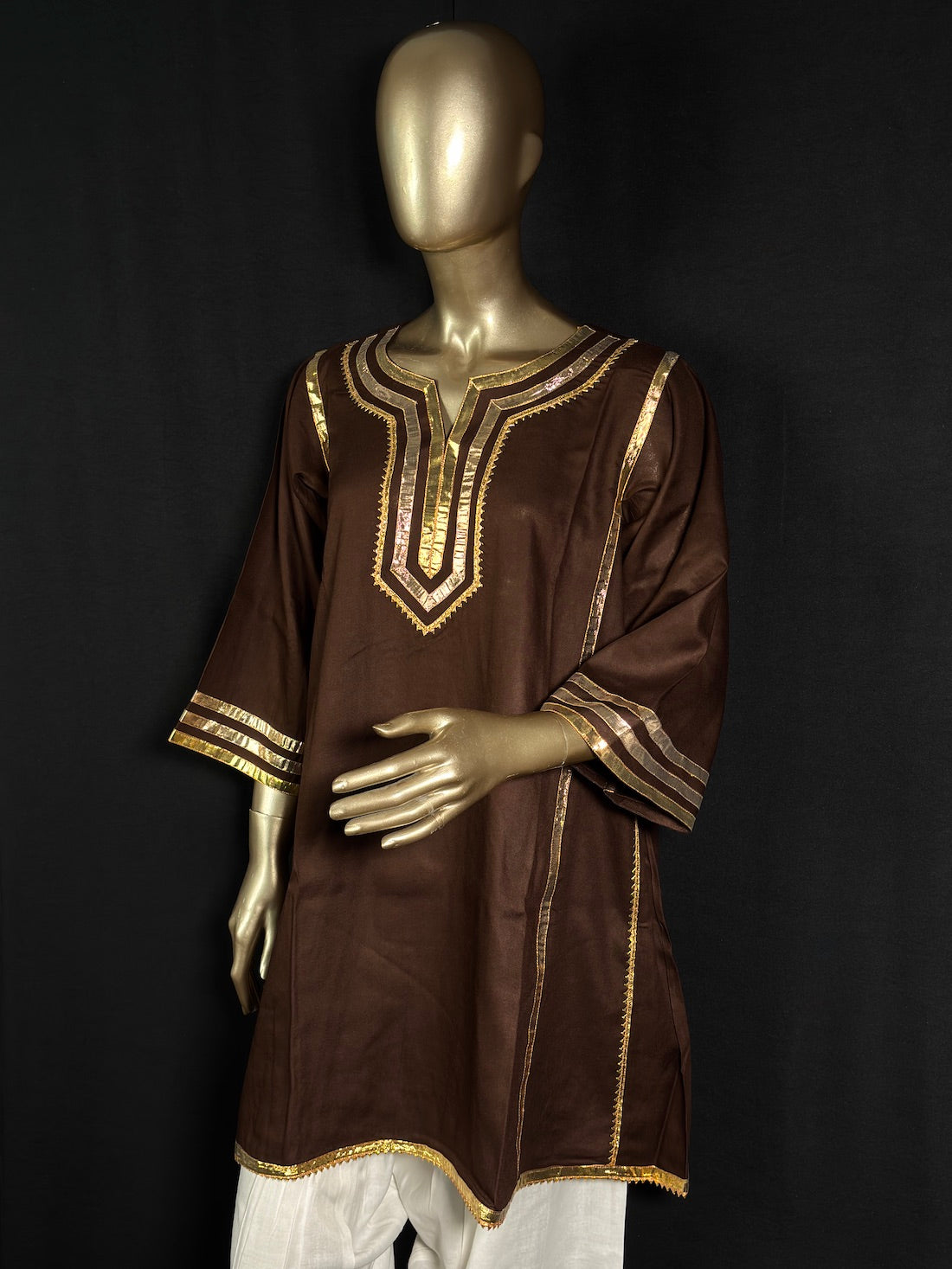 SUNEHRI Brown Gota Kurta Set