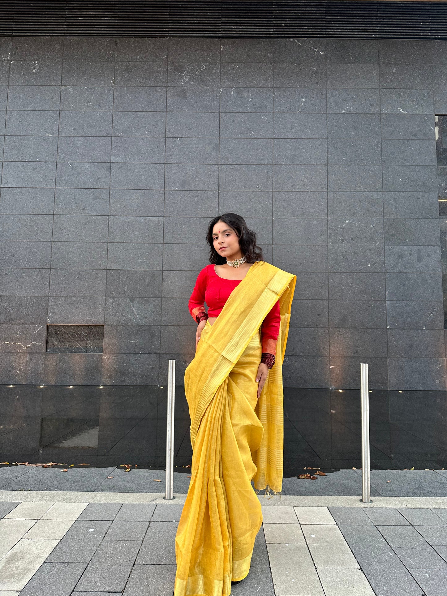 Shimmering Gold | Tissue Linen Saree | KIHUMS Saree