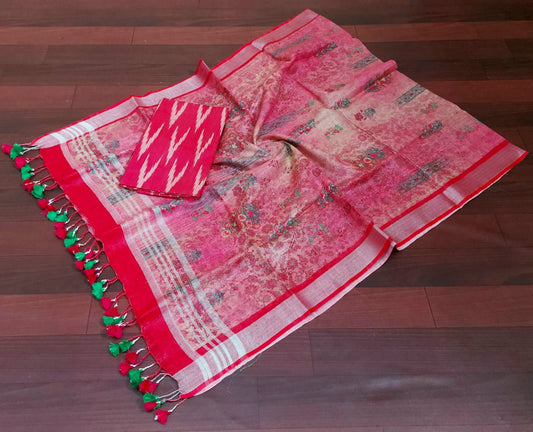 Digital print pure organic linen 2 PC Unstitched Dress Material