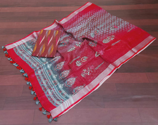 Digital print pure organic linen 2 PC Unstitched Dress Material