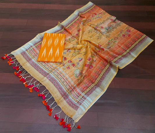 Digital print pure organic linen 2 PC Unstitched Dress Material