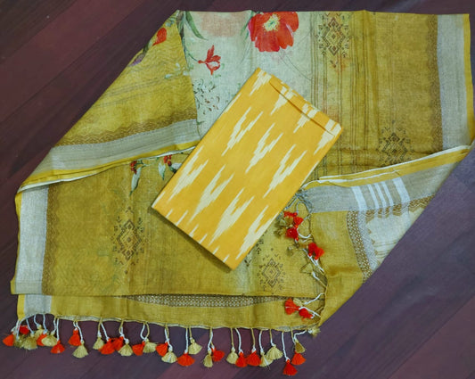 Digital print pure organic linen 2 PC Unstitched Dress Material