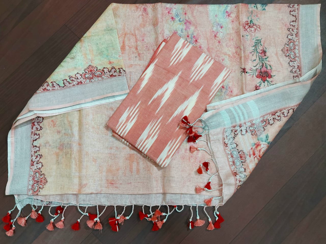Digital print pure organic linen 2 PC Unstitched Dress Material