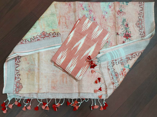 Digital print pure organic linen 2 PC Unstitched Dress Material