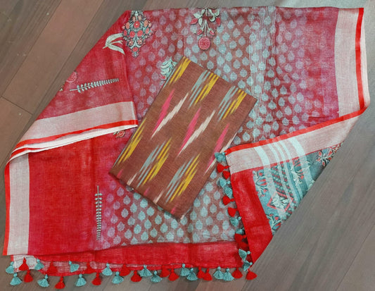 Digital print pure organic linen 2 PC Unstitched Dress Material