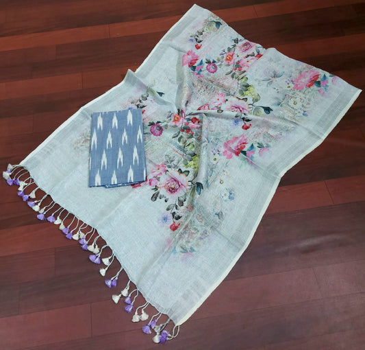 Digital print pure organic linen 2 PC Unstitched Dress Material