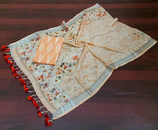 Digital print pure organic linen 2 PC Unstitched Dress Material
