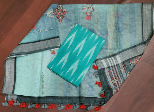 Digital print pure organic linen 2 PC Unstitched Dress Material