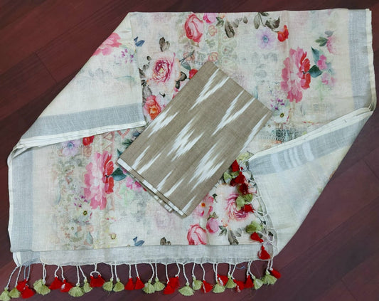 Digital print pure organic linen 2 PC Unstitched Dress Material