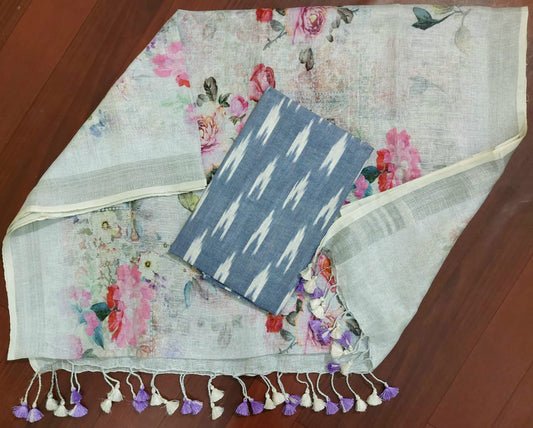 Digital print pure organic linen 2 PC Unstitched Dress Material