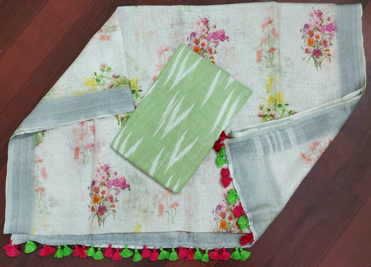 Digital print pure organic linen 2 PC Unstitched Dress Material