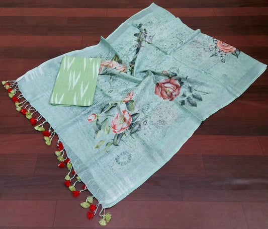 Digital print pure organic linen 2 PC Unstitched Dress Material