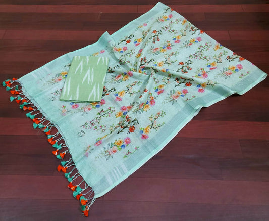 Digital print pure organic linen 2 PC Unstitched Dress Material