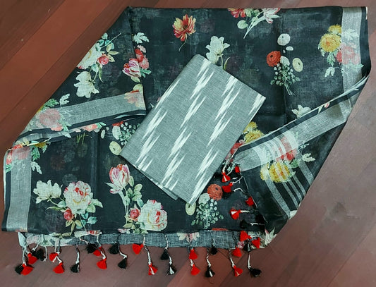 Digital print pure organic linen 2 PC Unstitched Dress Material