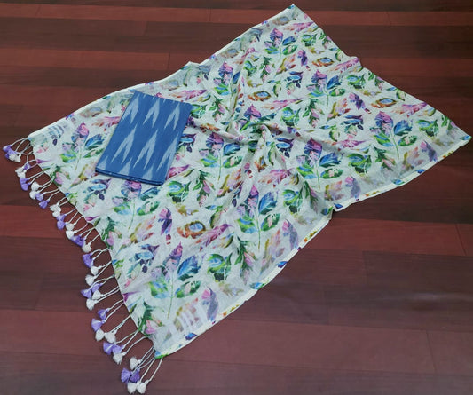 Digital print pure organic linen 2 PC Unstitched Dress Material