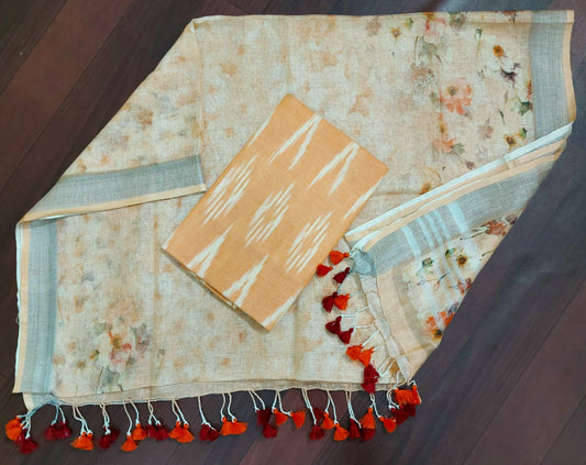 Digital print pure organic linen 2 PC Unstitched Dress Material