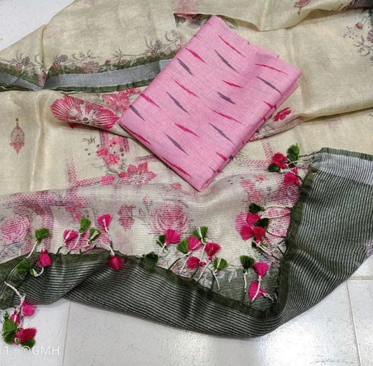 Digital print pure organic linen 2 PC Unstitched Dress Material