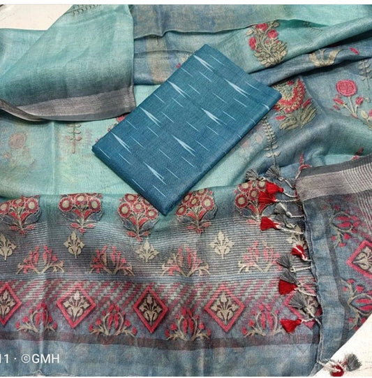 Digital print pure organic linen 2 PC Unstitched Dress Material