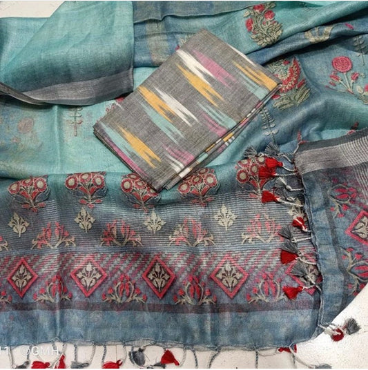Digital print pure organic linen 2 PC Unstitched Dress Material