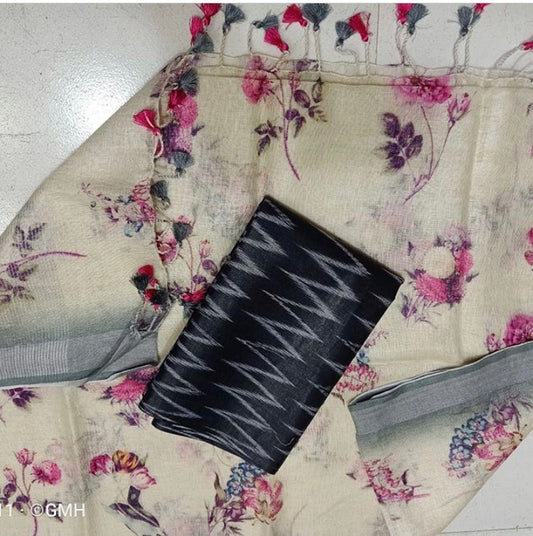 Digital print pure organic linen 2 PC Unstitched Dress Material