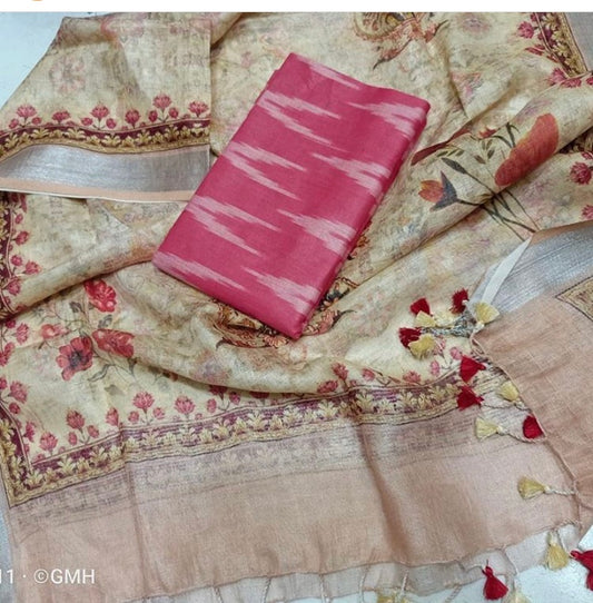 Digital print pure organic linen 2 PC Unstitched Dress Material