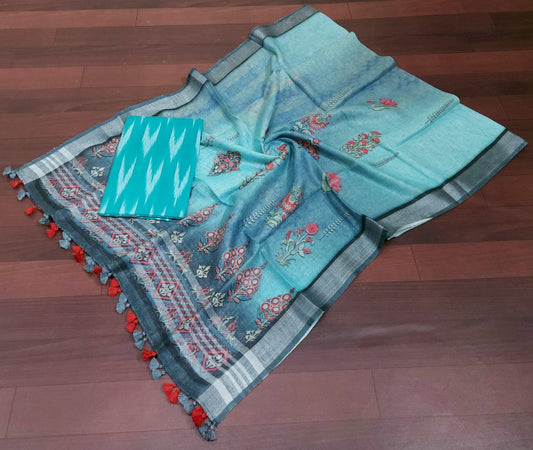 Digital print pure organic linen 2 PC Unstitched Dress Material