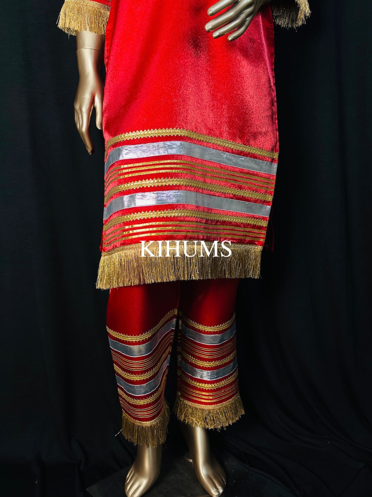 SUNEHRI Red Gota Work Kurta with Pants