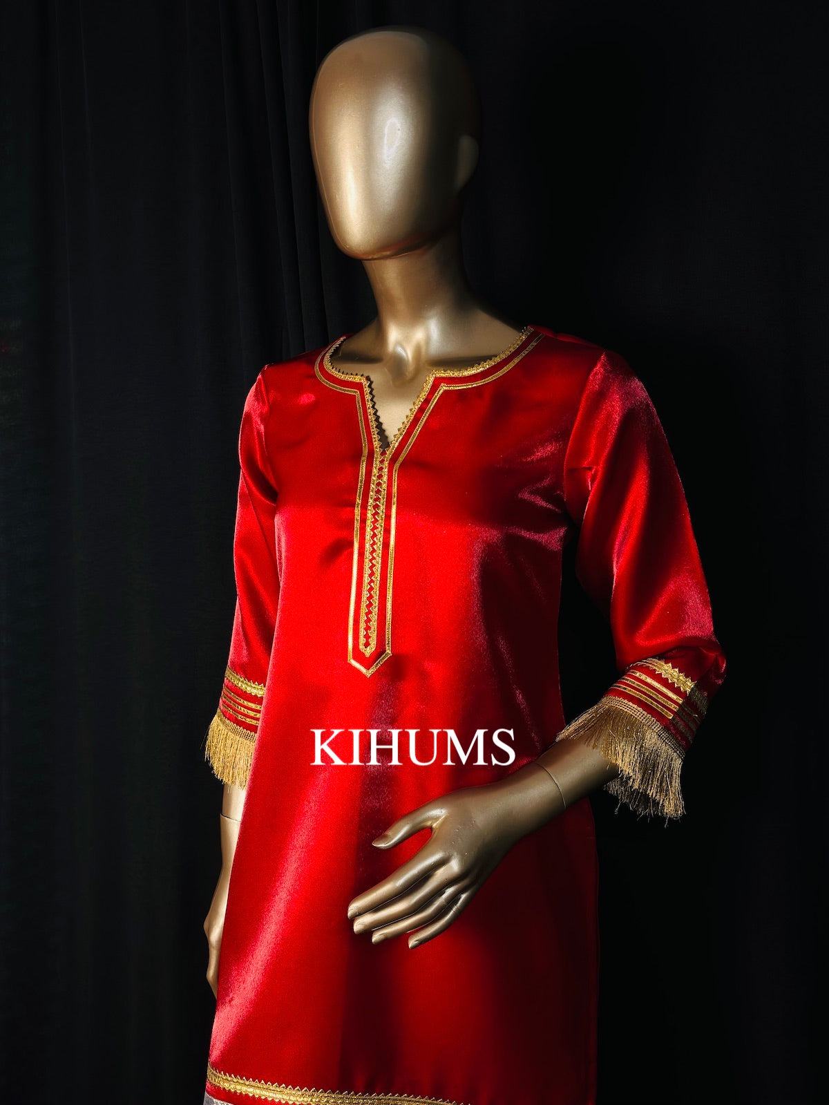 SUNEHRI Red Gota Work Kurta with Pants