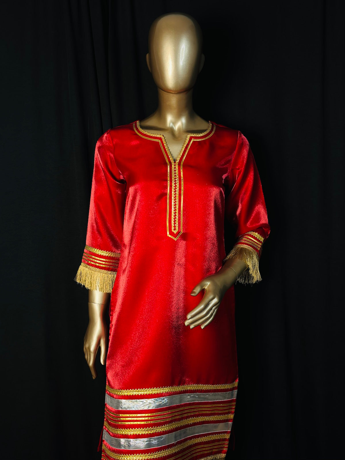 SUNEHRI Red Gota Work Kurta with Pants