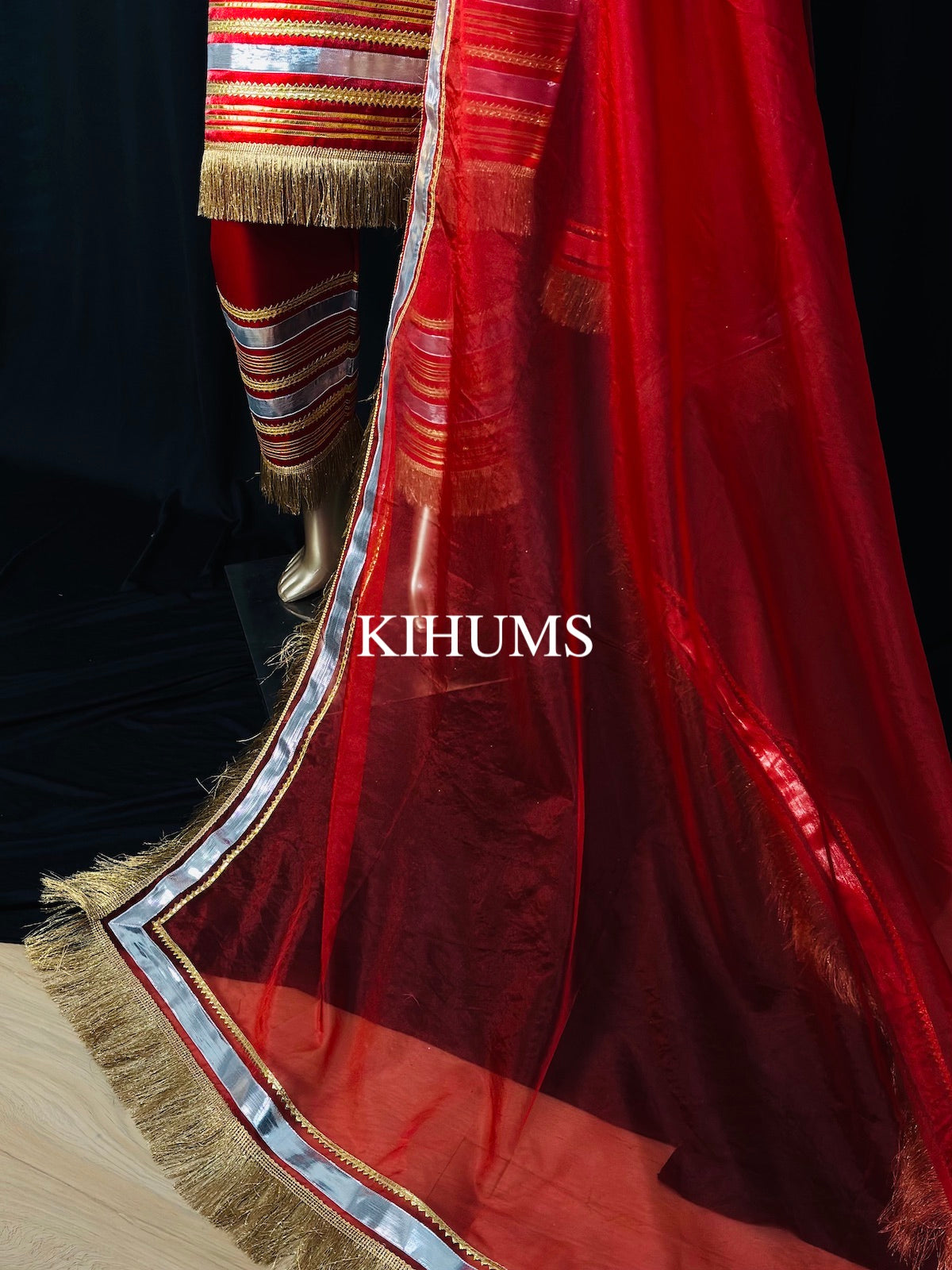 SUNEHRI Red Gota Work Kurta with Pants