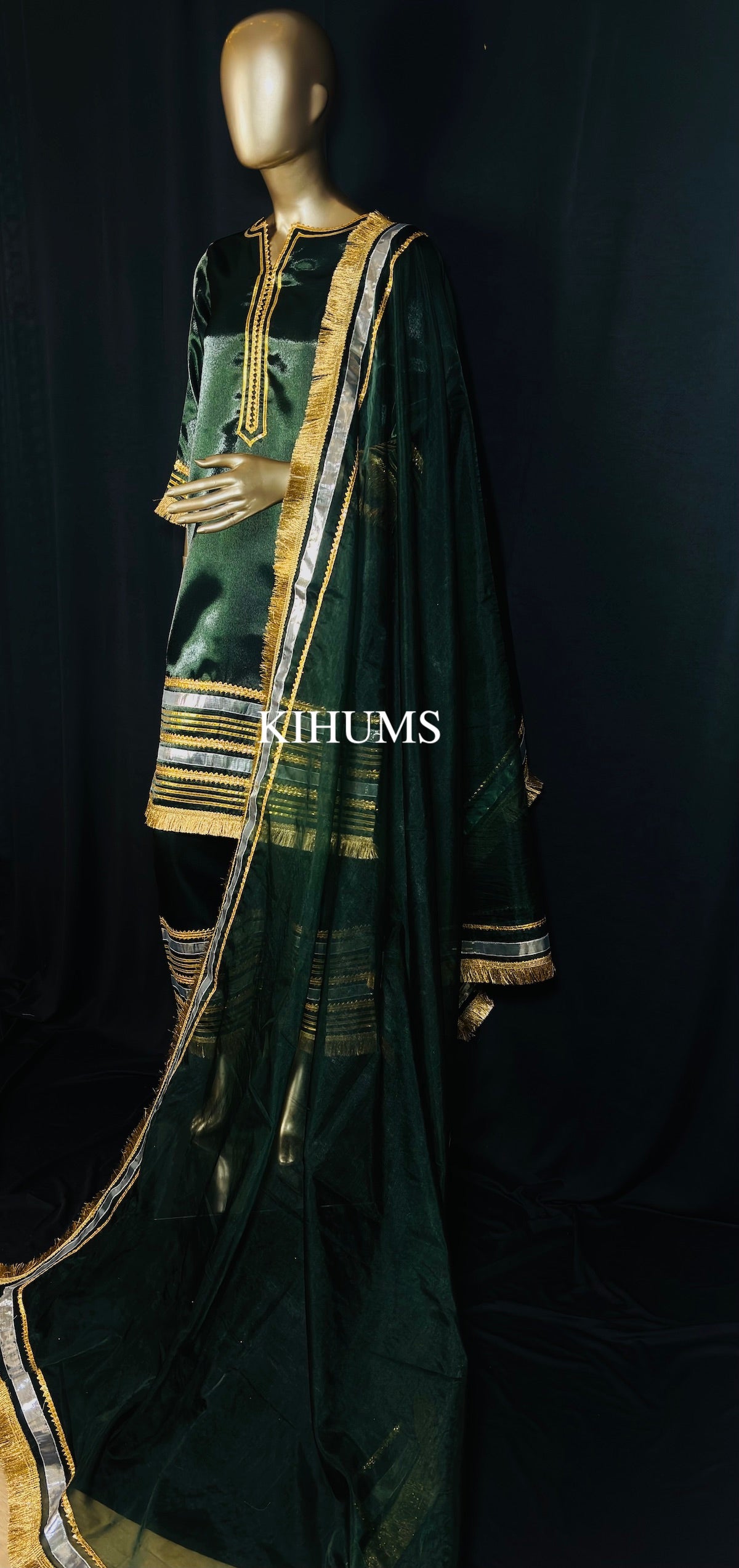 SUNEHRI Green Gota Work Kurta with Pants