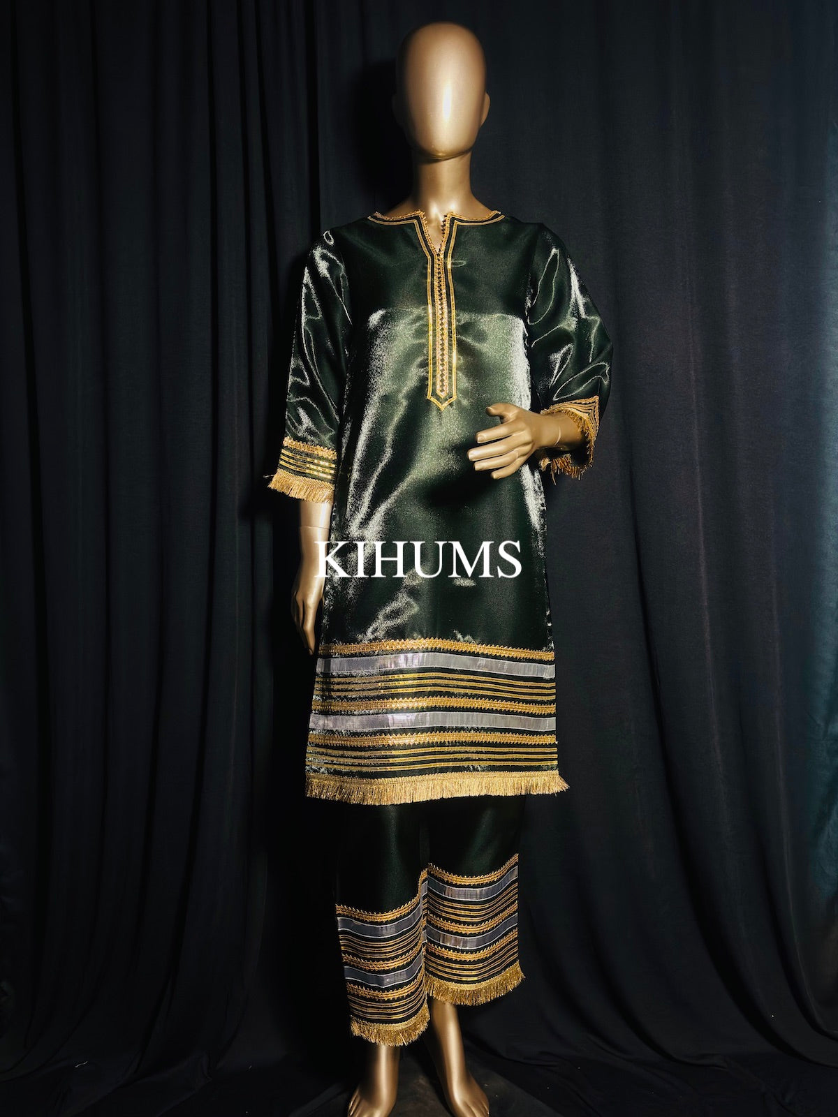SUNEHRI Green Gota Work Kurta with Pants