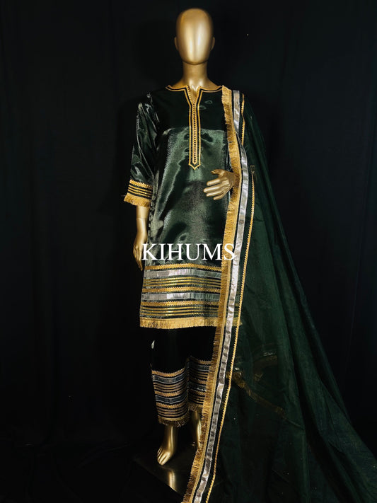 SUNEHRI Green Gota Work Kurta with Pants