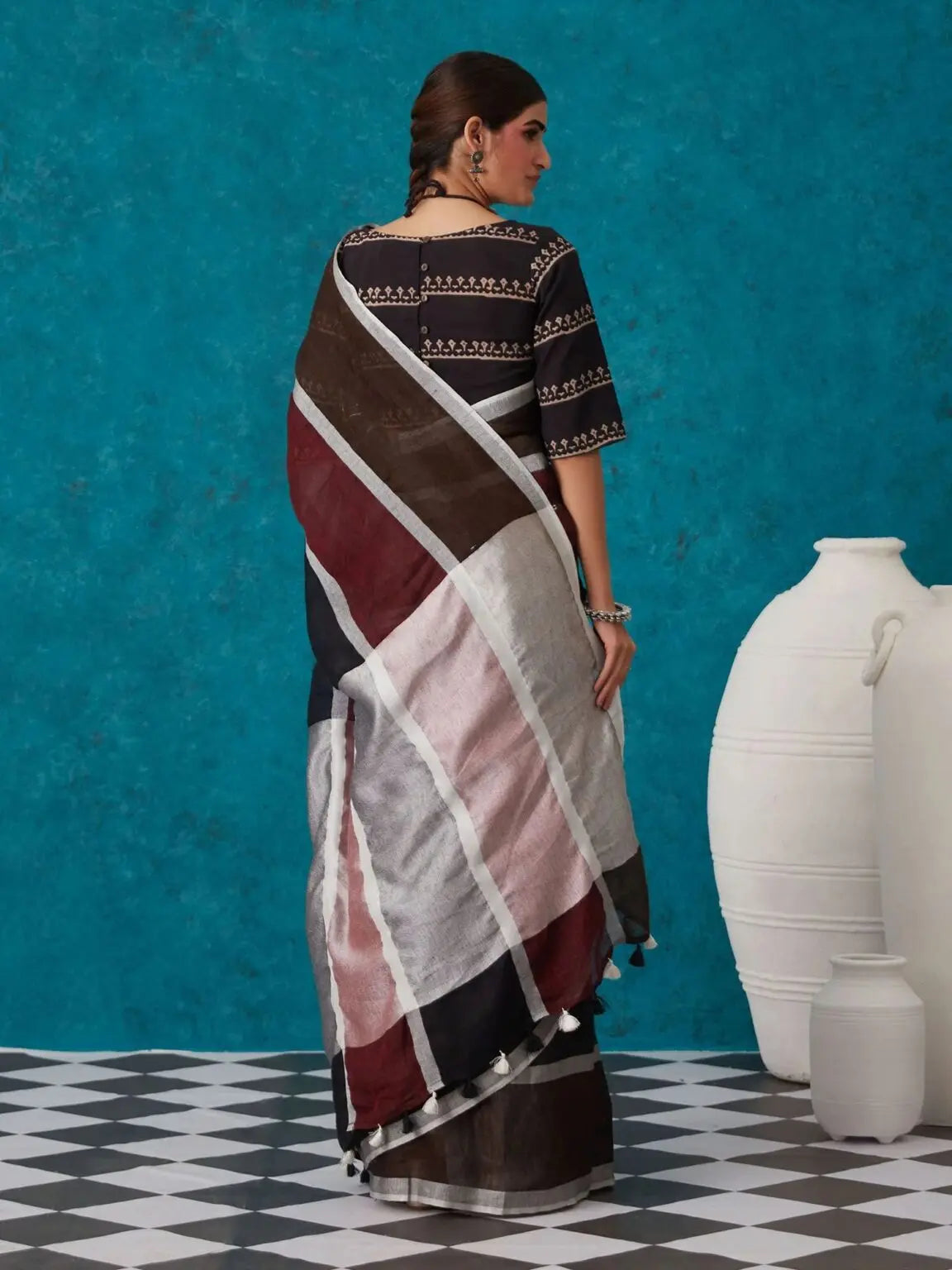 Multishade Handmade Pure Linen Saree | KIHUMS Saree kihums clothing