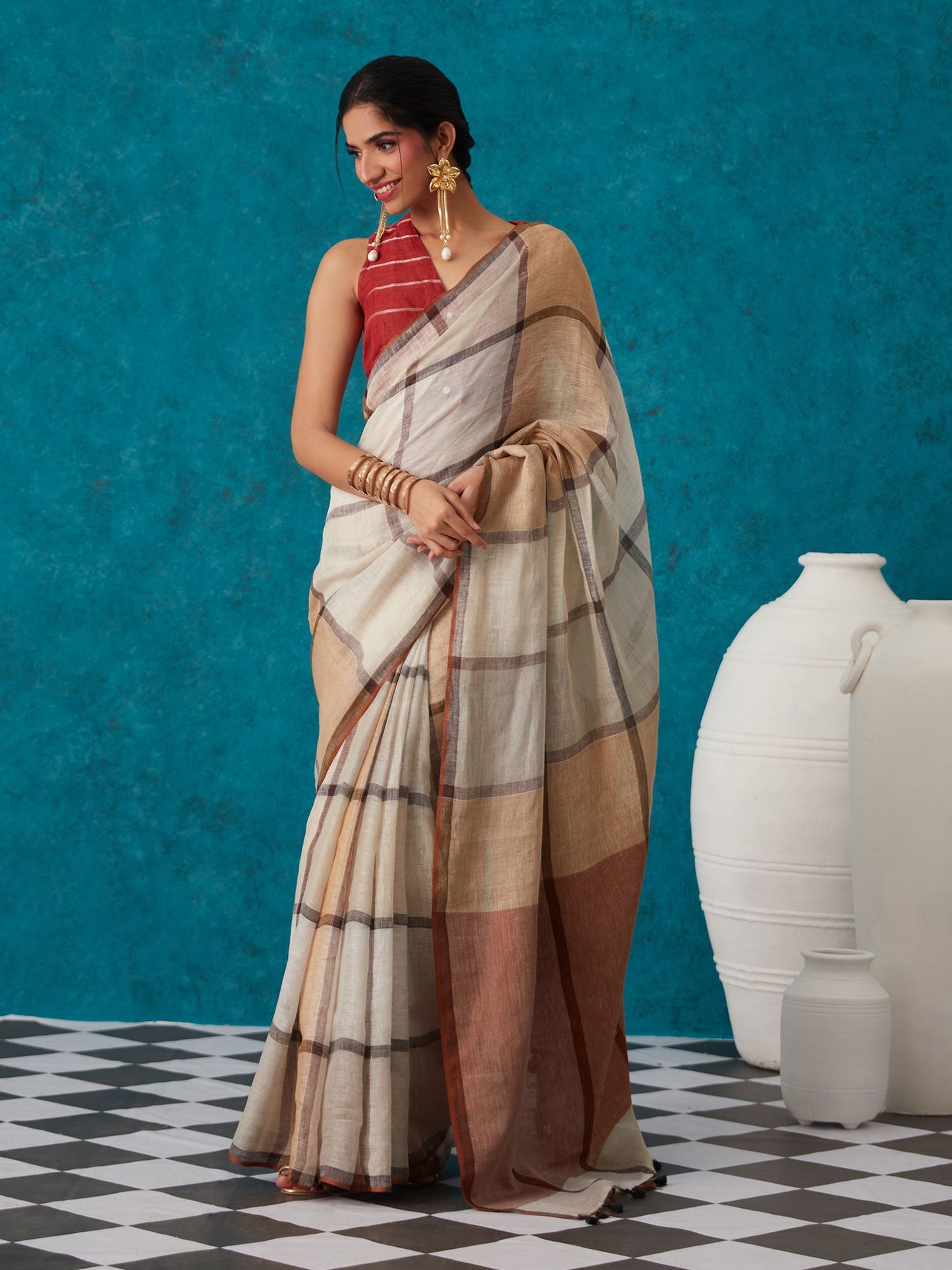 Multishade Handmade Pure Linen Saree | KIHUMS Saree