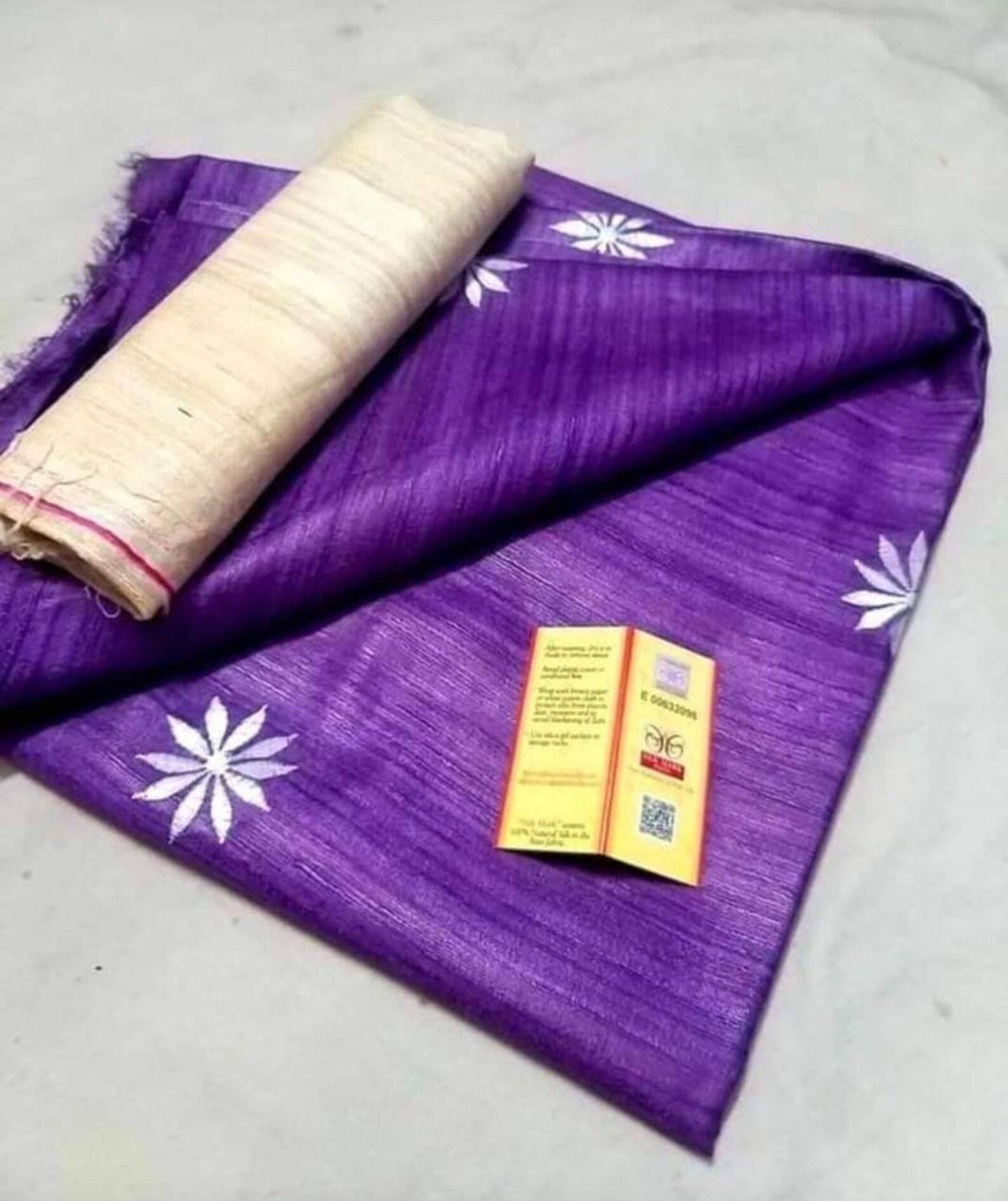 Purple Shade Handwoven Tussar Silk Saree | Embroidery work | KIHUMS Saree