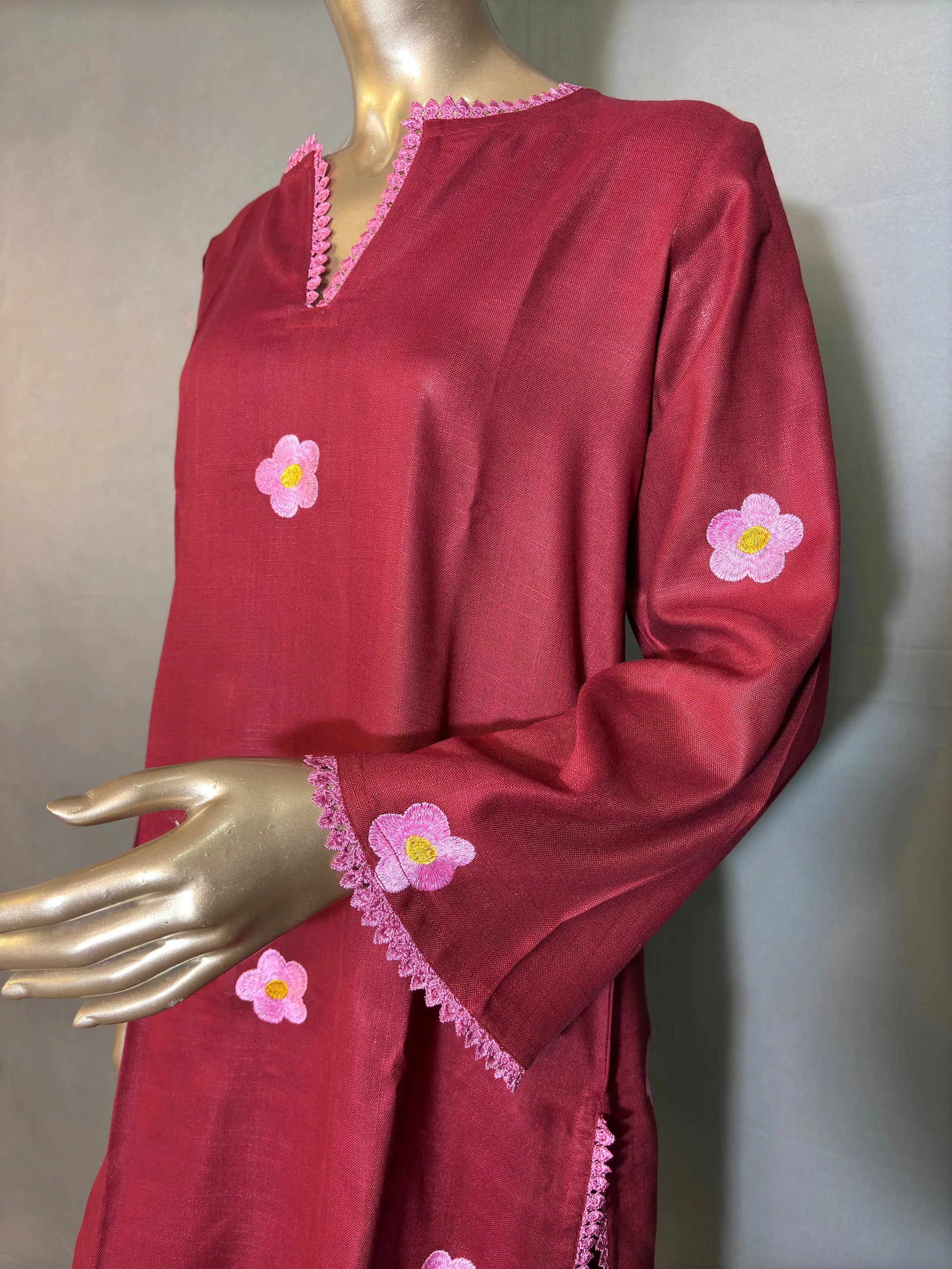Maroon- Stylish & Trendy Embroidered Co-ord sets | Luxury wear | Airport Look kihums clothing