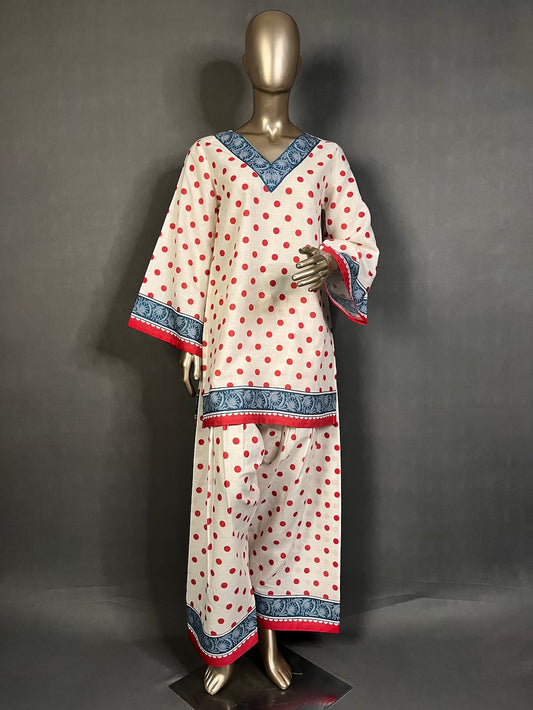AMAIRA Off White Polka Printed Farshi Shalwar