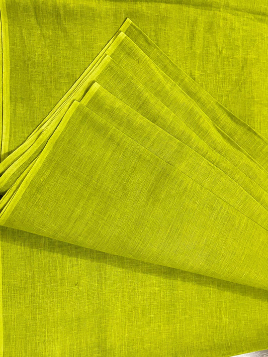 40 lea 58 inch 100% pure Handloom Linen Fabric - Bright Green