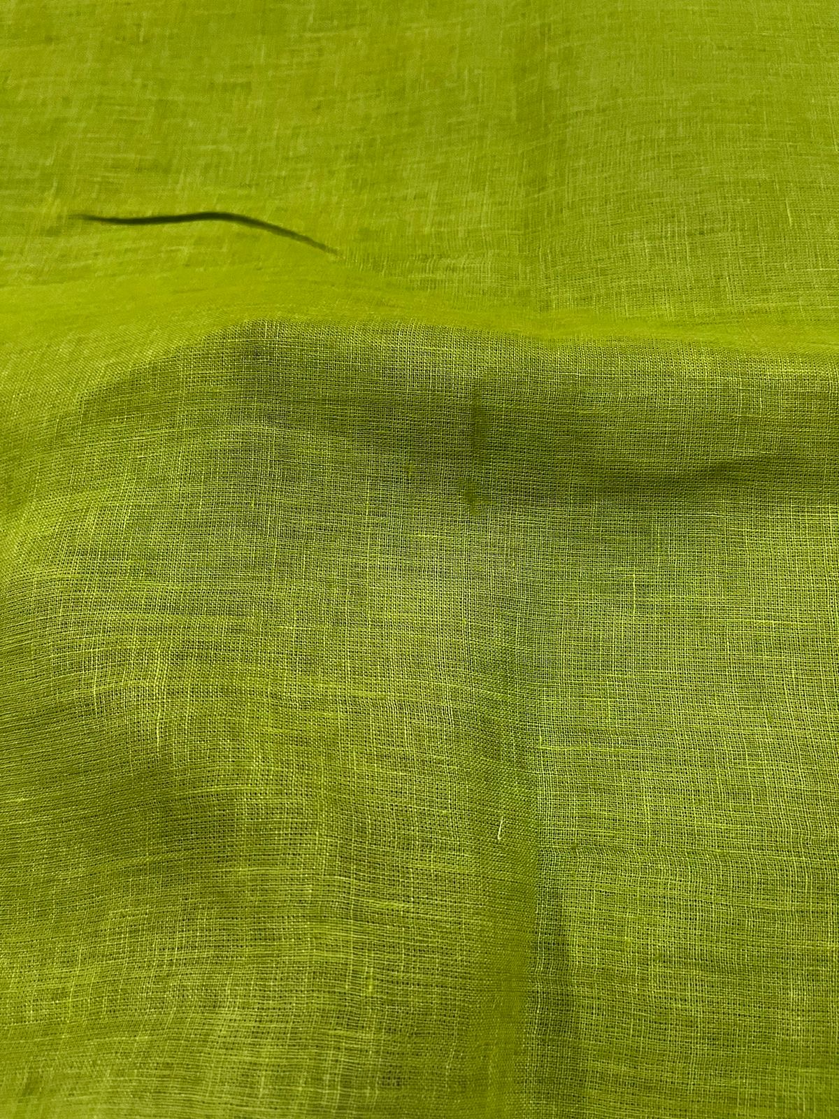 40 lea 58 inch 100% pure Handloom Linen Fabric - Bright Green