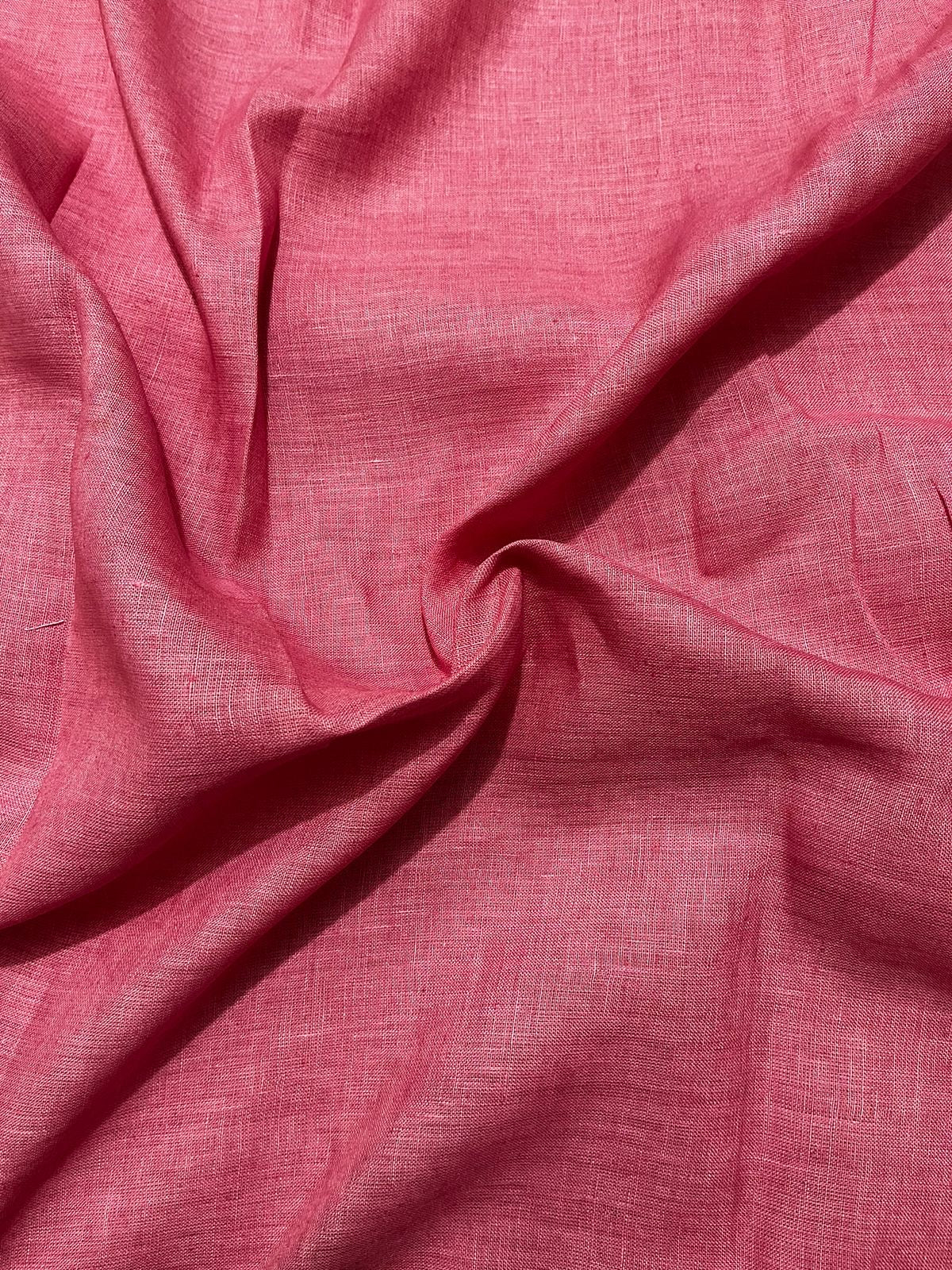 40 lea 58 inch 100% pure Handloom Linen Fabric -Pink Shade