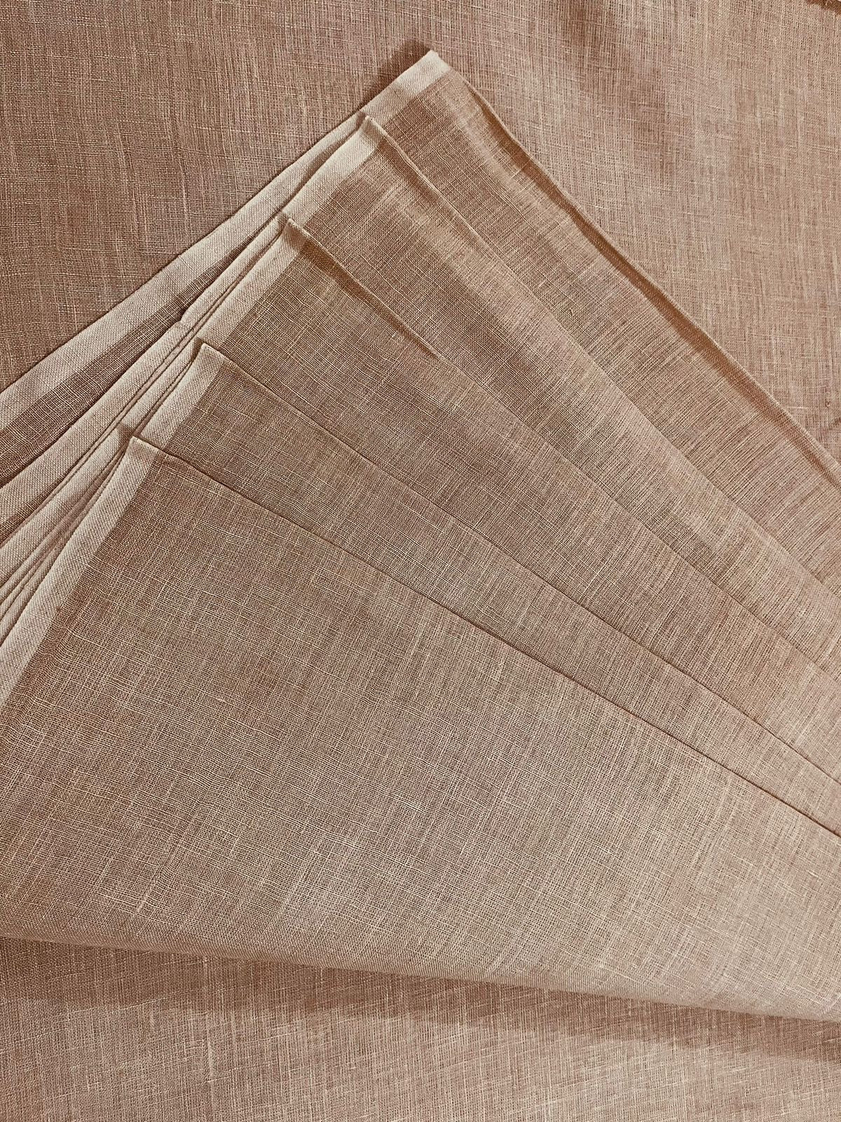 40 lea 58 inch 100% pure Handloom Linen Fabric -Beige
