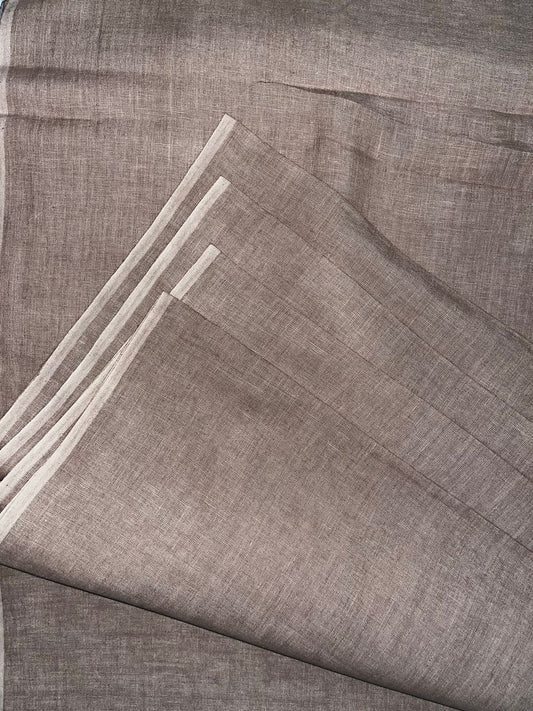 40 lea 58 inch 100% pure Handloom Linen Fabric -Walnut Beige Shade