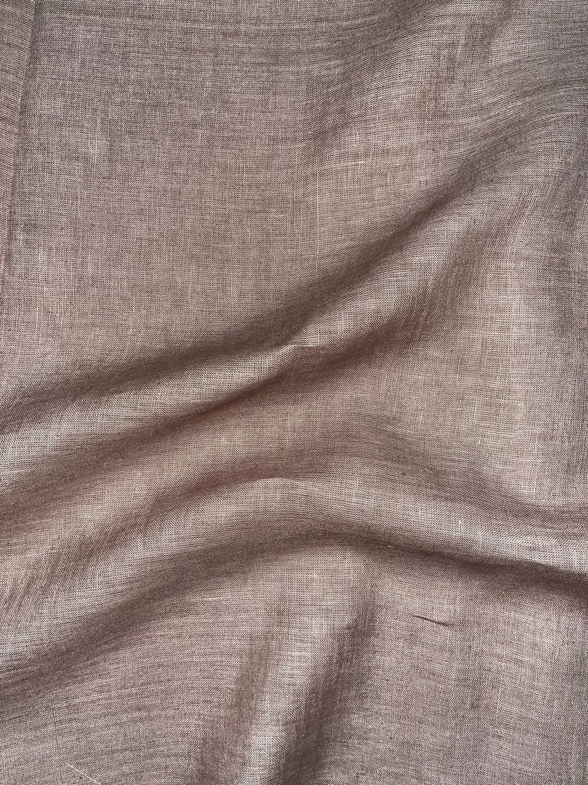 40 lea 58 inch 100% pure Handloom Linen Fabric -Walnut Beige Shade