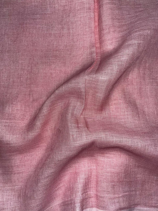 40 lea 58 inch 100% pure Handloom Linen Fabric -Salmon dusty Pink